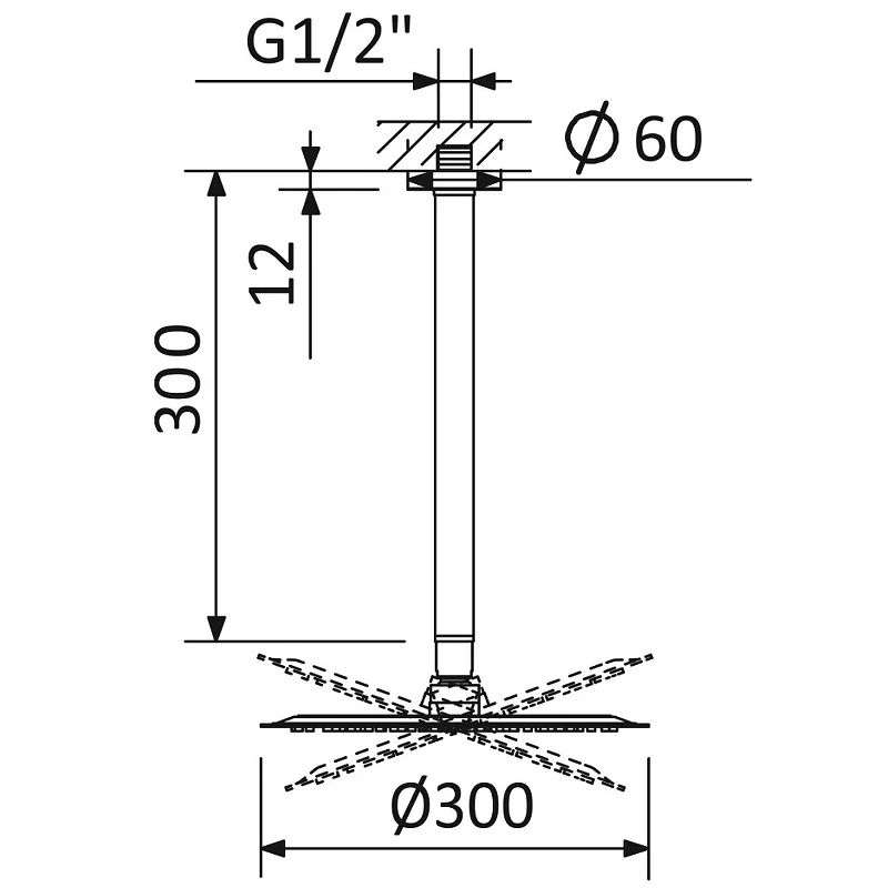Верхний душ Cezares Czr CZR-B-TDDR-30/30-NOP Черный матовый нержавеющая сталь на потолок