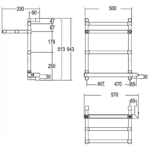 Электрический полотенцесушитель Margaroli Sole 554-3 BOX 5544703WHPB с полкой Белый