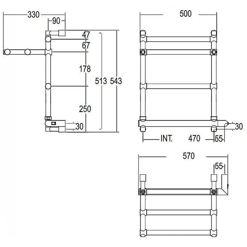 Электрический полотенцесушитель Margaroli Sole 554-3 BOX 5544703WHPB с полкой Белый
