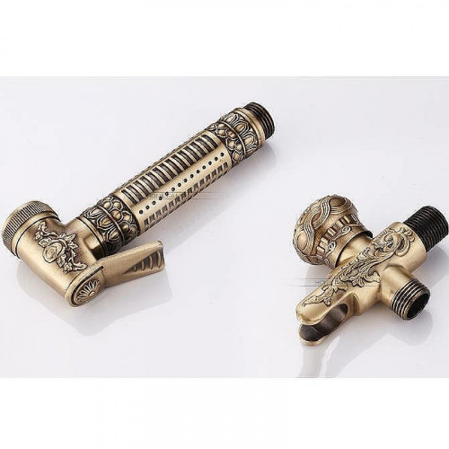 Гигиенический душ с запорным вентилем Bronze de Luxe Royal 10235 Бронза латунь на стену