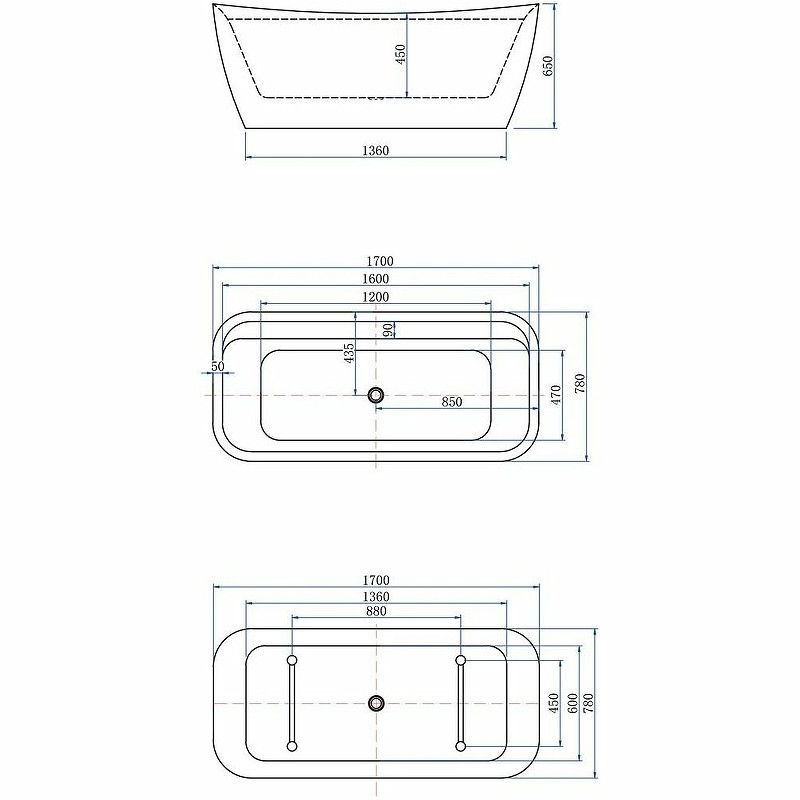 Акриловая ванна Allen Brau Infinity 2 170x78 2.21002.20 без гидромассажа