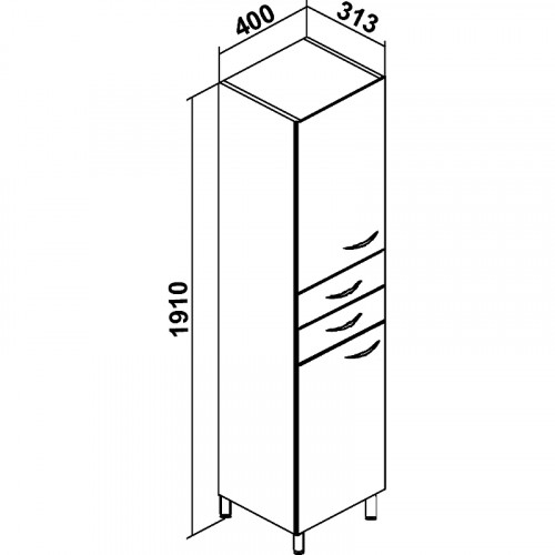 Шкаф пенал Runo Эконом 40 L 00000000131 Белый МДФ / ЛДСП