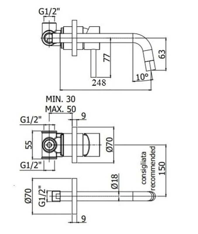 Комплект смесителей Paffoni Light KITCOL632NO007 Черный матовый латунь