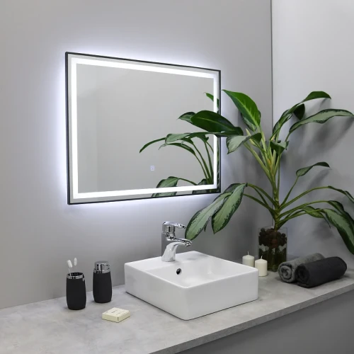 Зеркало Fixsen Led 80х60 FX-2080F с подсветкой Графит с сенсорным выключателем и диммером