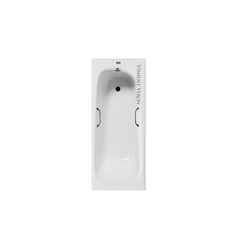 Чугунная ванна Vinsent Veron Concept 170x70 VCO1707042H/VH0012BL цвет Белый с квадратными черными матовыми ручками
