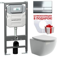 Комплект унитаза с инсталляцией Ceramicanova Forma CN3009_1002CH_1000 с сиденьем Микролифт и клавишей смыва Хром фарфор подвесной