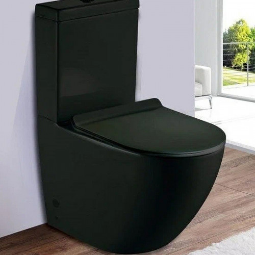 Унитаз компакт CeramaLux 2166MB Черный матовый с бачком и сиденьем Микролифт фаянс напольный