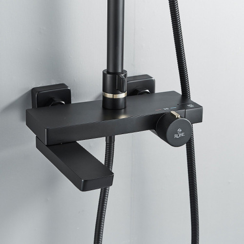 Душевая система Rose R18H R1896H с термостатом Черная матовая