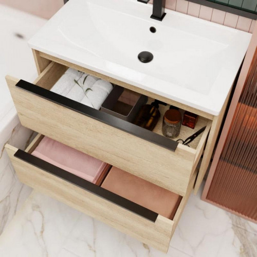 Тумба под раковину La Fenice Tesoro 80 FNC-01-TES-DNN-80-2 подвесная. Дуб небраска натуральный