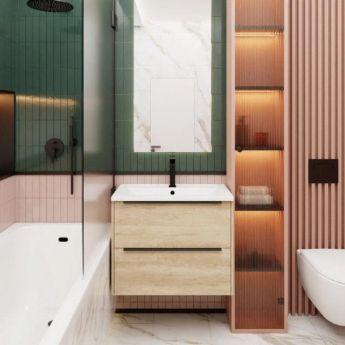 Тумба под раковину La Fenice Tesoro 80 FNC-01-TES-DNN-80-2 подвесная. Дуб небраска натуральный