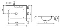 Раковина Ceramicanova Grace 60 CN7011 Белая фарфор полувстраиваемая