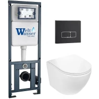 Комплект унитаза с инсталляцией WeltWasser MARBERG 410 + MERZBACH 043 GL-WT + MAR 410 SE GL-WT 10000011311 цвет Белый глянцевый с сиденьем Микролифт и клавишей смыва цвет Белый глянцевый