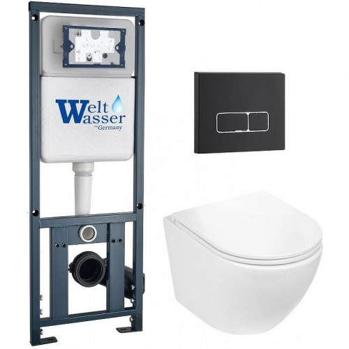 Комплект унитаза с инсталляцией WeltWasser MARBERG 410 + MERZBACH 043 GL-WT + MAR 410 SE GL-WT 10000011311 цвет Белый глянцевый с сиденьем Микролифт и клавишей смыва цвет Белый глянцевый