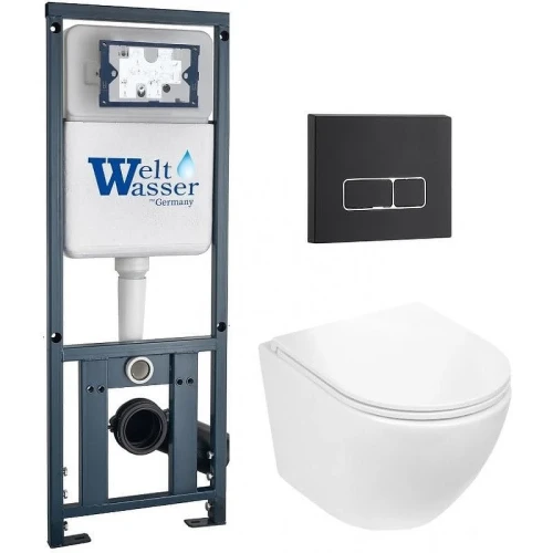 Комплект унитаза с инсталляцией WeltWasser MARBERG 410 + MERZBACH 043 GL-WT + MAR 410 SE GL-WT 10000011311 цвет Белый глянцевый с сиденьем Микролифт и клавишей смыва цвет Белый глянцевый