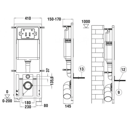 Комплект унитаза с инсталляцией WeltWasser MARBERG 410 + MERZBACH 043 GL-WT + MAR 410 SE GL-WT 10000011311 цвет Белый глянцевый с сиденьем Микролифт и клавишей смыва цвет Белый глянцевый