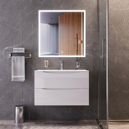 Тумба под раковину Bond Cube 80 T01800 подвесная цвет Белый глянцевый