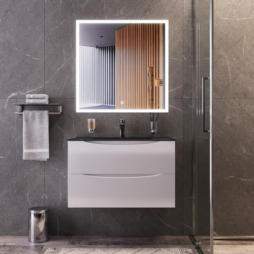 Тумба под раковину Bond Cube 80 T01800 подвесная цвет Белый глянцевый