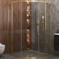 Душевой уголок Cezares Molveno 120x120 MOLVENO-R-11-90+30-C-BORO-IV профиль Брашированное золото стекло прозрачное