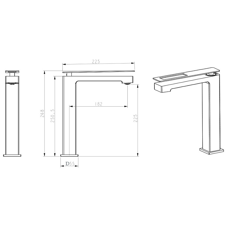 Смеситель для раковины Boheme Q 142-BB Черный латунь