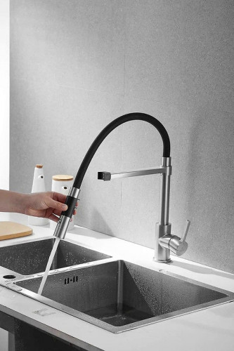 Смеситель для кухни Rose R133L цвет Сатин Черный