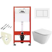 Унитаз с инсталляцией Ceramicanova Union CN4009T + Tece Base 9400413 с сиденьем Микролифт и Белой клавишей смыва