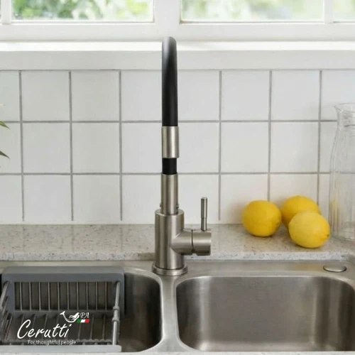 Cмеситель для кухни Ceruttispa Атэна (Atena) BN-B CT12138 12138 цвет Никель матовый Черный