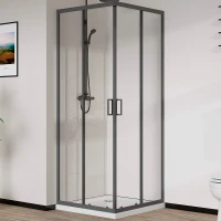 Душевой уголок Vincea City 100x80 VSS-5CT8010CLGM профиль Вороненая сталь стекло прозрачное