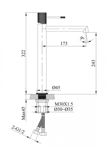 Смеситель для раковины AltroBagno Intento 010232 GM цвет Оружейная сталь