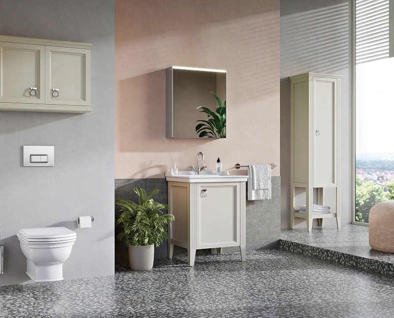 Зеркальный шкаф Vitra 60 R 66910 с подсветкой Антрацит глянцевый МДФ / ЛДСП, стекло