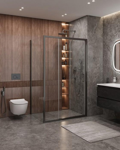 Душевой уголок Cezares Molveno 120x90 MOLVENO-AHF-31-120/90-C-GM-IV профиль Оружейная сталь стекло прозрачное