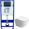 Унитаз с инсталляцией BelBagno Uno-Tor BB5177CH-TOR/SC + WellWant Standart 50 WWISI111BB с сиденьем Микролифт и Черной матовой клавишей смыва