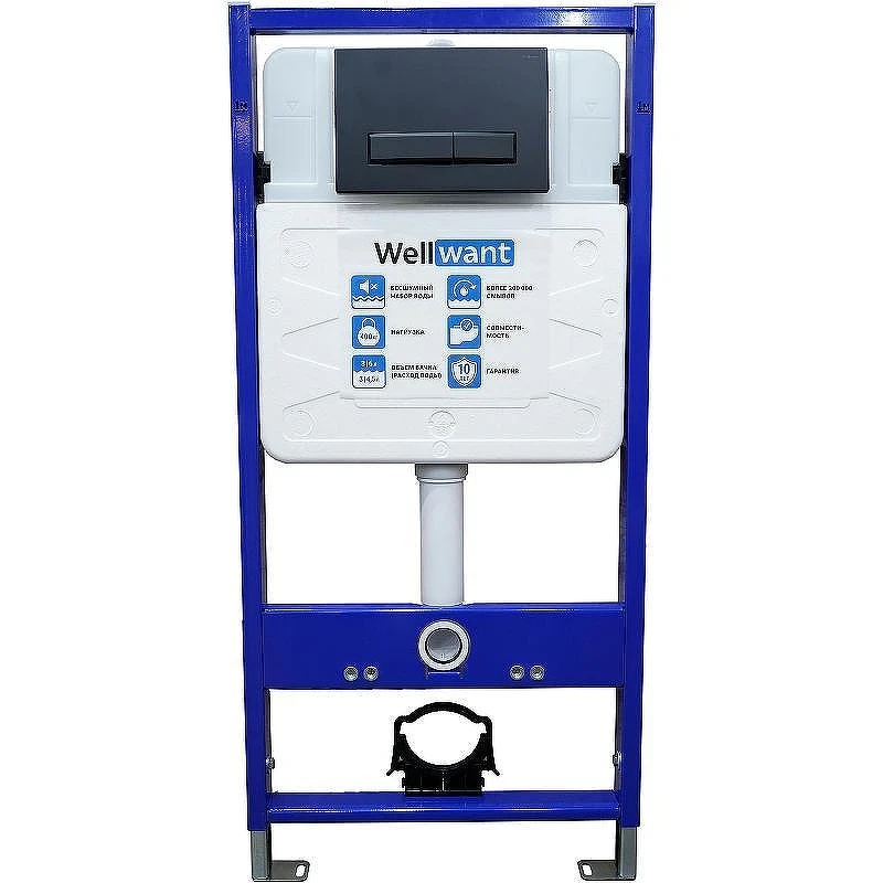 Унитаз с инсталляцией BelBagno Uno-Tor BB5177CH-TOR/SC + WellWant Standart 50 WWISI111BB с сиденьем Микролифт и Черной матовой клавишей смыва