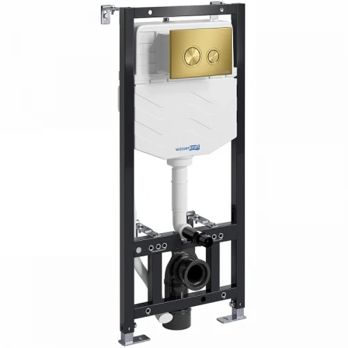 Инсталляция WasserKRAFT Aller 10TLT.010.ME.MG01 для унитаза с клавишей смыва Золото матовое нержавеющая сталь