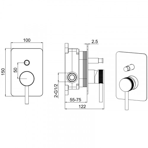 Смеситель для душа Allen Brau Priority 5.31011-MG Графит брашированный латунь встраиваемый