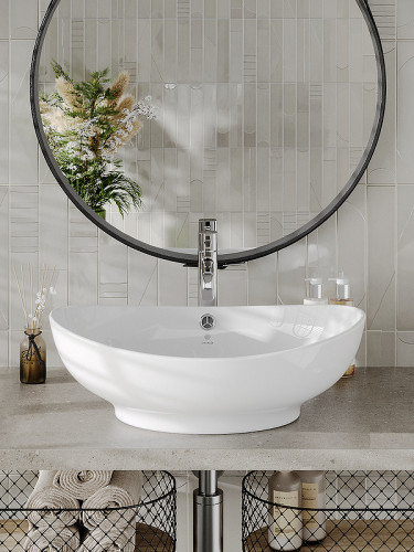 Раковина-чаша Orange 58 B08-585w Белая фаянс накладная