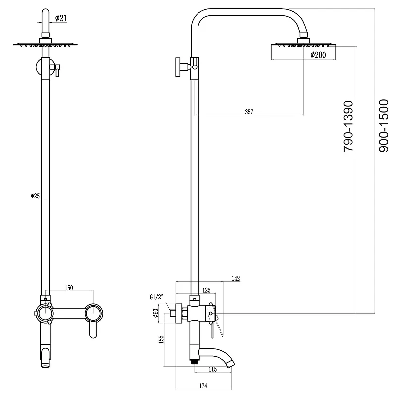 Душевая система Fmark FS8345H цвет Черный