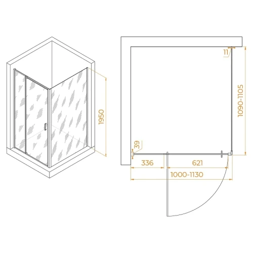 Душевой уголок RGW Passage 100x110 350807801-14 профиль цвет Черный стекло прозрачное