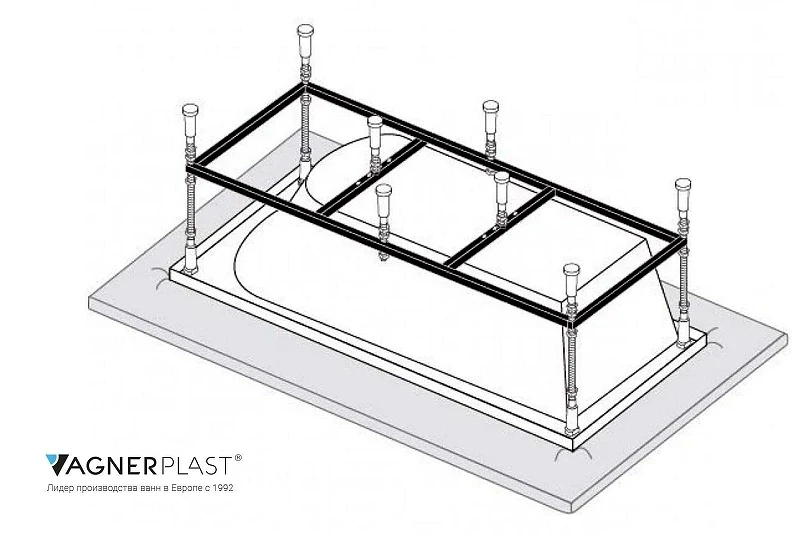 Акриловая ванна Vagnerplast Kasandra 170x70 без гидромассажа, с каркасом VPK17070