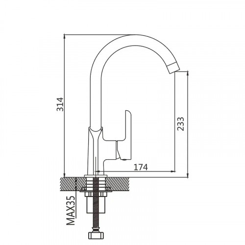 Смеситель для кухни Shevanik S6053F цвет Белый Хром