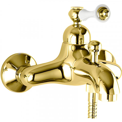 Смеситель для ванны Cezares Margot MARGOT-VM-03/24-Bi Золото 24 карата/белый латунь на стену
