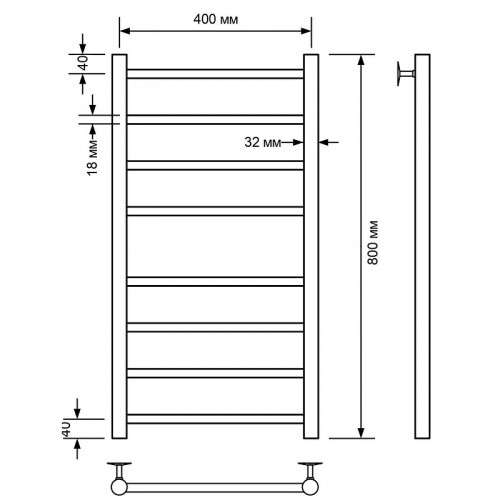 Водяной полотенцесушитель Comfysan Noumi W-8 80x40 013783 Хром