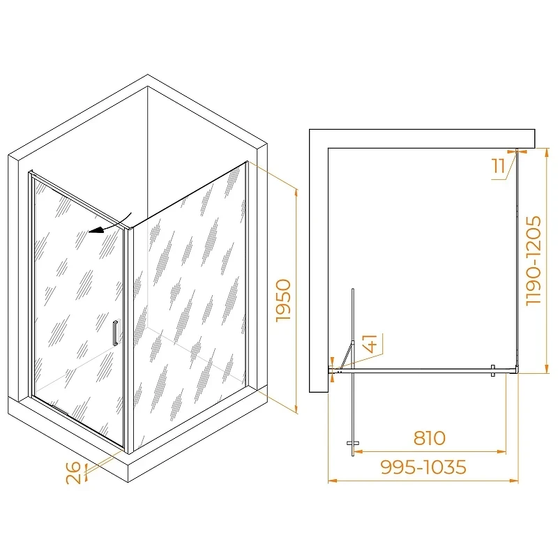 Душевой уголок RGW Stilvoll 100x120 703214502-11 профиль цвет Хром стекло прозрачное