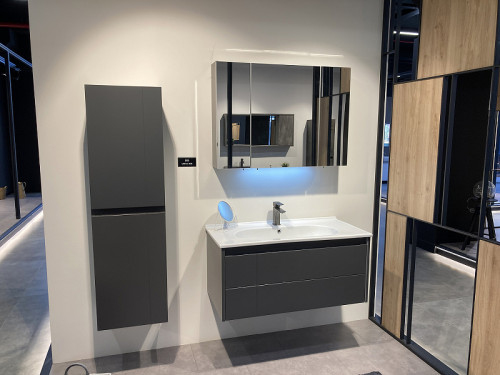 Тумба с раковиной Orka Likya 100 5002489 подвесная Антрацит матовый МДФ / ЛДСП