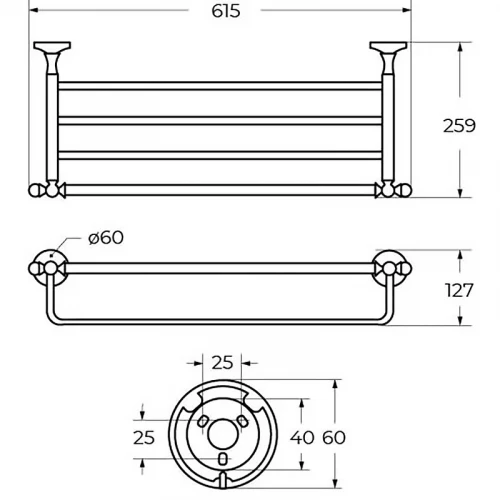 Полка для полотенец Art&Max Antic Crystal AM-2622SJ-Do Золото