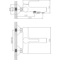 Смеситель для ванны Haiba HB60652-7 Черный матовый латунь на стену