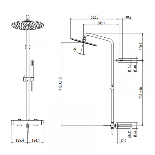 Душевая система Gattoni Circle Two 9195/PDBO Белая матовая латунь на стену