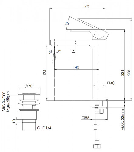 Смеситель для раковины Remer Absolute AU10ACCXV цвет Сталь