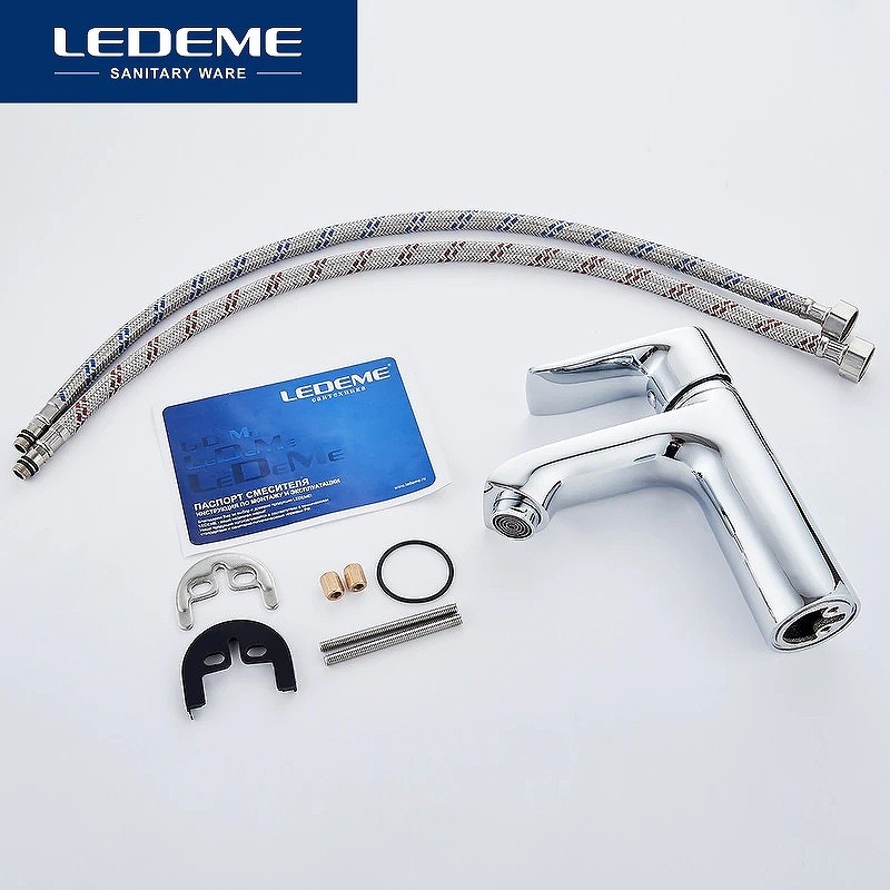 Смеситель для раковины Ledeme H34 1034L Хром латунь
