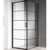 Душевой уголок AQUAme 80x80 L AQM5215-LH-8 профиль Черный матовый стекло прозрачное