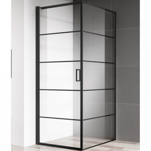 Душевой уголок AQUAme 80x80 L AQM5215-LH-8 профиль Черный матовый стекло прозрачное